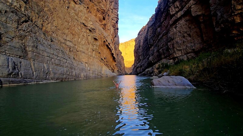 Taking a plunge at the turn around point of Santa Elena Canyon Trail.