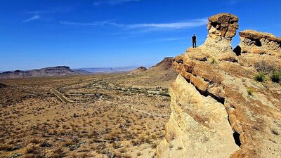 Exploring off trail near Lower Burro Mesa Pour-off Trail.