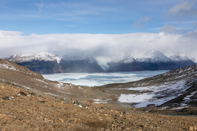 View from John Gardner Pass towards Grey Glacier.