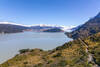 Glacier fed Lago Grey with the Southern Patagonia Ice Field in the distance.