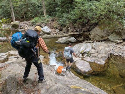 The two water crossings each merely involved a large step.