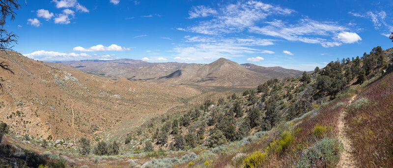Reaching the eastern end of St. John Ridge with views of Mayan Peak.
