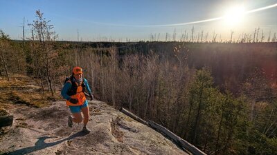 Hiking on the Powwow Trail in the fall.