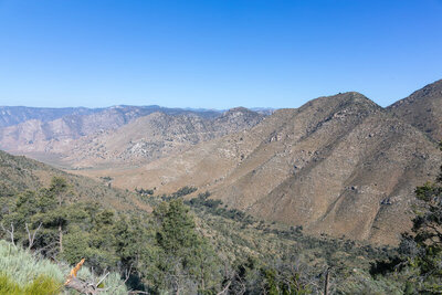 Canebrake Road switchbacks in the distance.