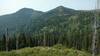 Shedroof Mountain, 6,759 ft. (left).  Seen looking southwest when approaching it from the north on Shedroof Divide Trail.