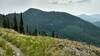 Shedroof Mountain, 6,759 ft. (left center) is close by to the southeast, as Salmo Divide Trail runs through high meadows.