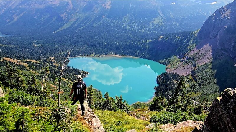 View of Grinnell Lake from Grinnell Glacier Trail.