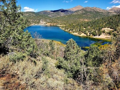 View of Cave Lake shortly into the western leg of the trail.