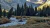 Early morning. New Fork River winding through meadows of New Fork Park, close to the head of New Fork Canyon.
