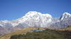 Beautiful scene of Teahouse and Annaourna mountain range in the backdrop during Mardi trek