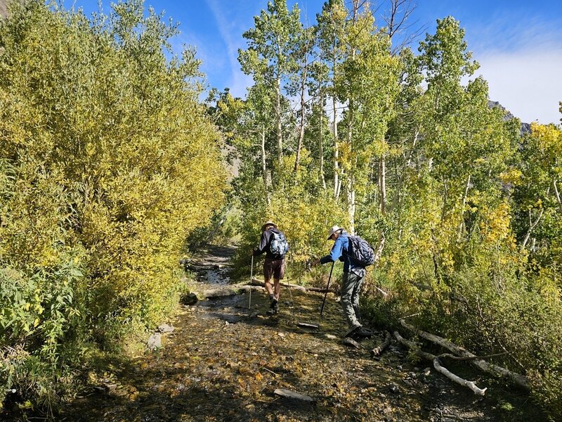 Crossing the runoff from Horsetail Falls.