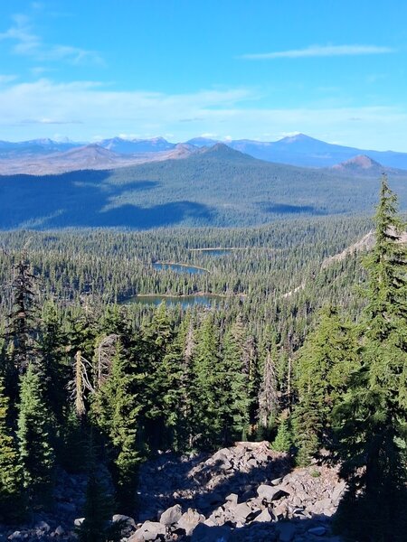 Looking north over douth, middle, and grass lakes from the ridge east of devils peak.