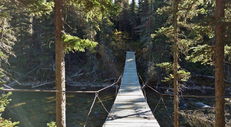 The Belly River suspension bridge.